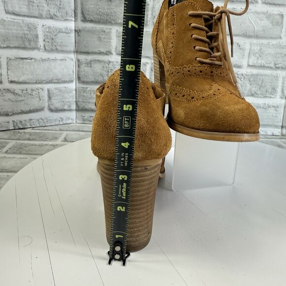 Steve Madden Omyra Women's Size 7.5 Brown Suede Oxford Block Heel Lace Up Bootie - Picture 6 of 12